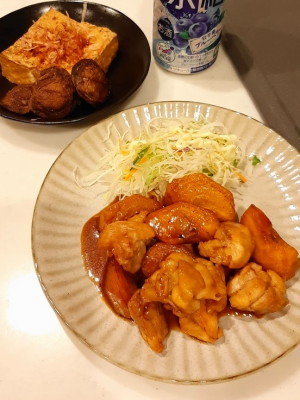 柿と鶏肉の照り焼き